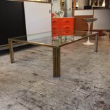 Coloured and gilded steel glass coffee table