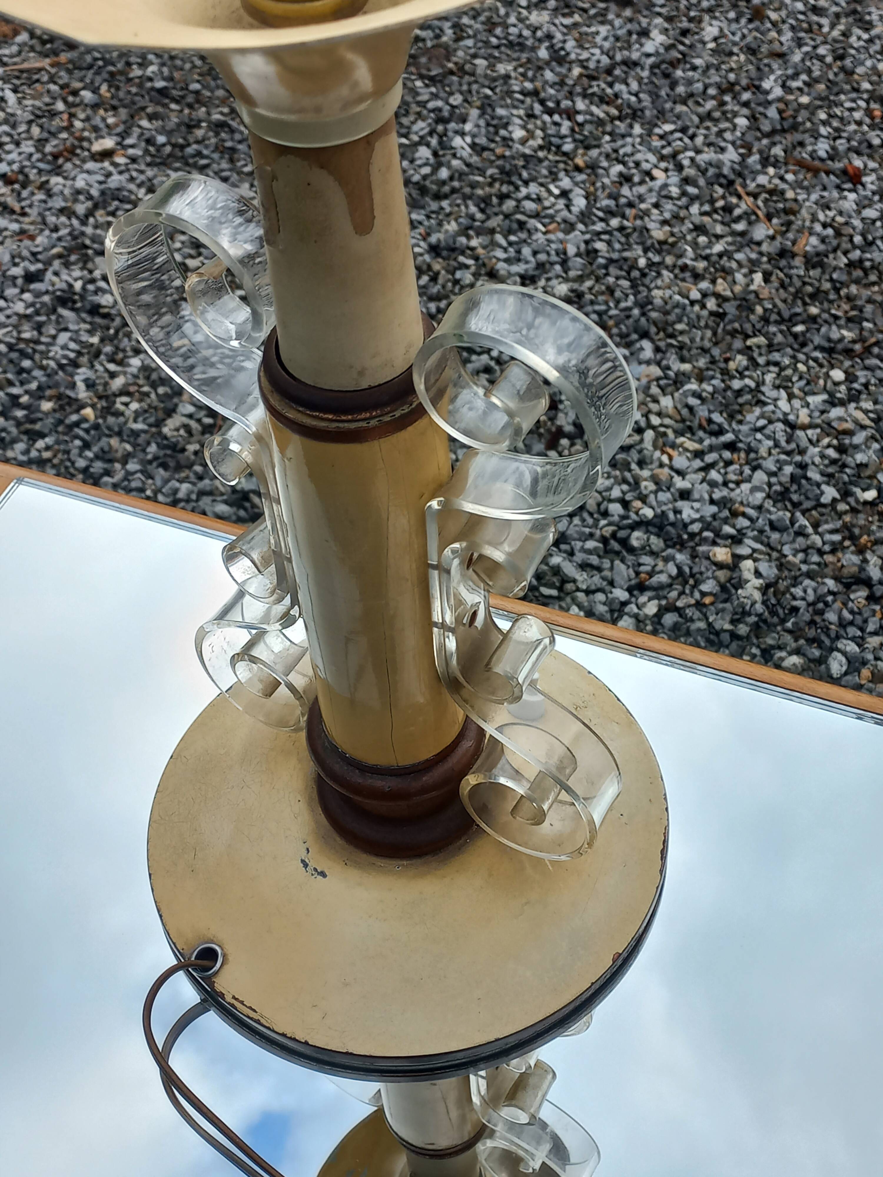 Lampe vintage des années 50 tôle, plexi et bois