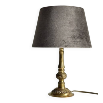 MASSIVE BRASS LAMP and VINTAGE Velvet