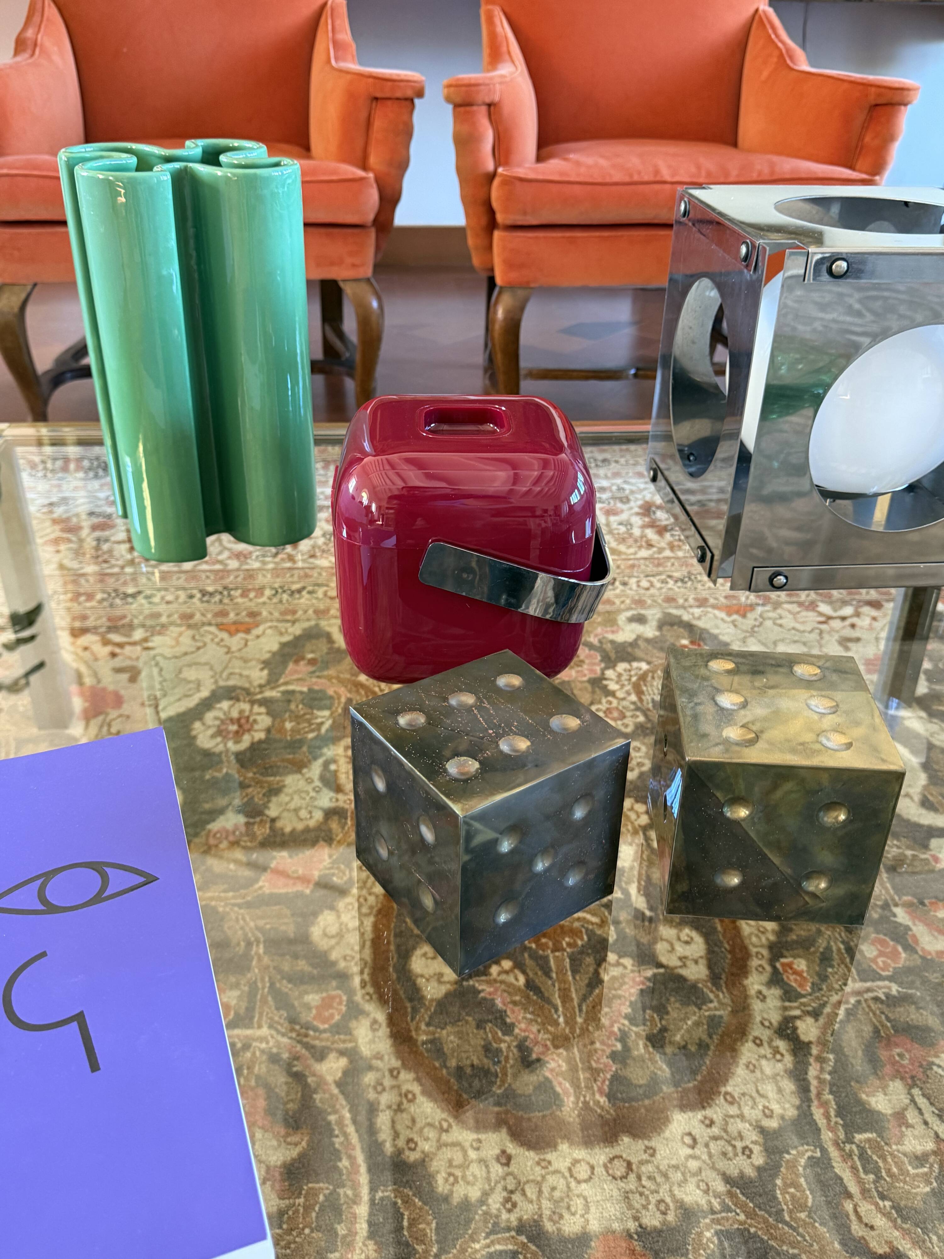 Space age red Ice Bucket, Guzzini Italy, ca. 1970s