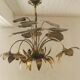 Chandelier, 10 light lights, water lily, brass