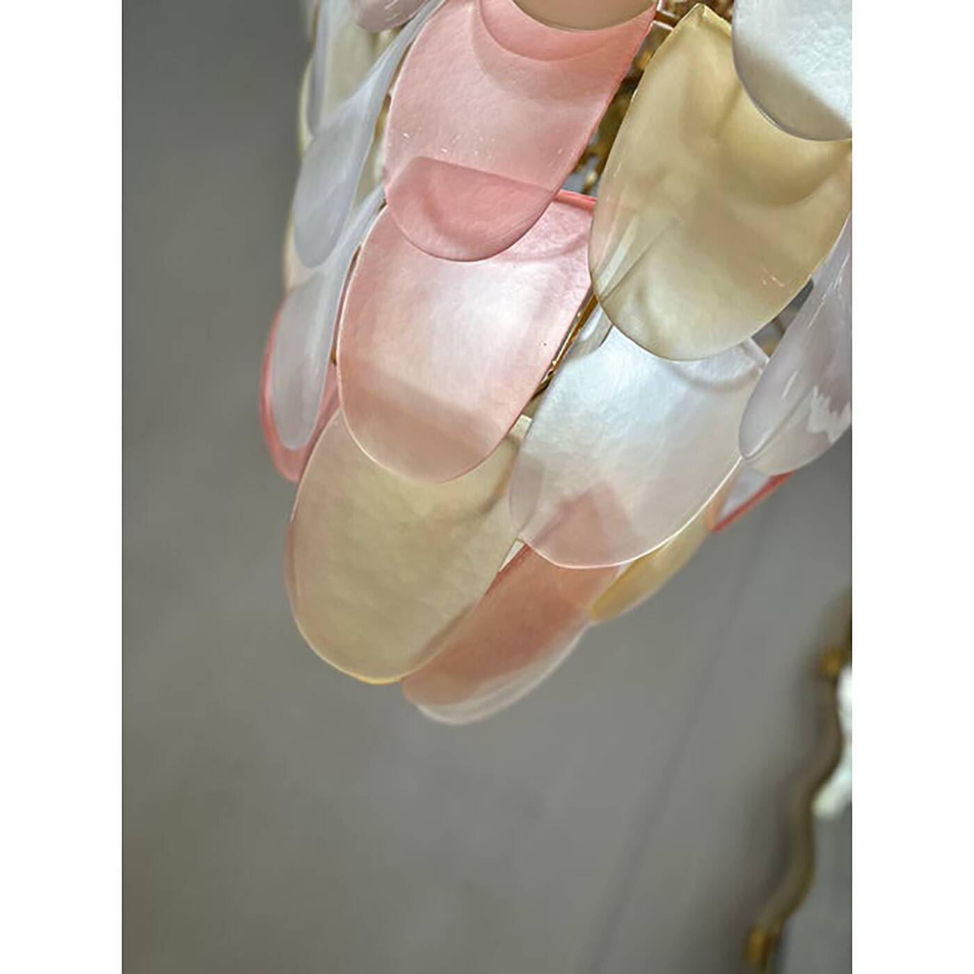 Contemporary Sanded Pink and Amber “Petals” Murano Glass Chandelier Style
