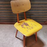 Chair ton bois jaune 1960
