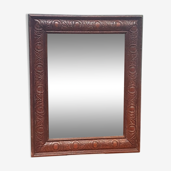 Miroir bois sculpté ancien 52x42cm