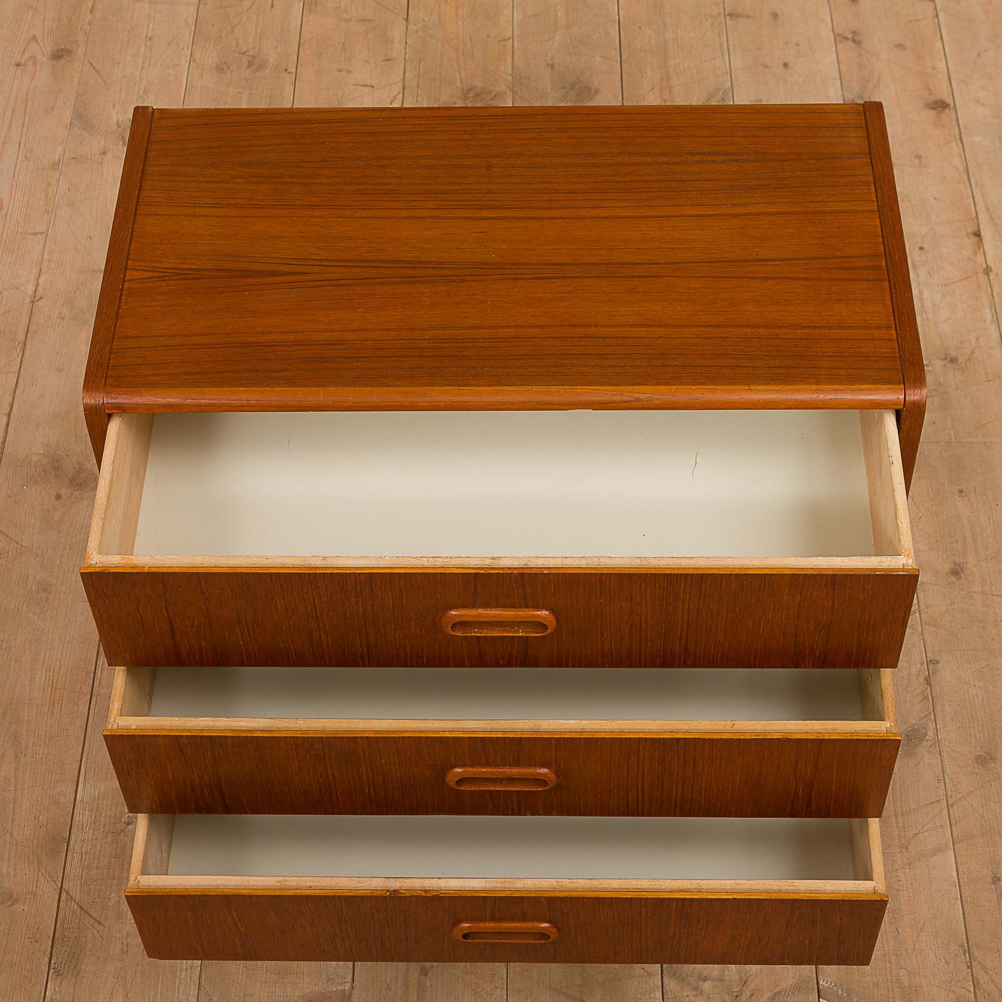Danish curved dresser with 3 drawers, Denmark, 70