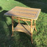 Table serves vintage two-coloured wicker rattan
