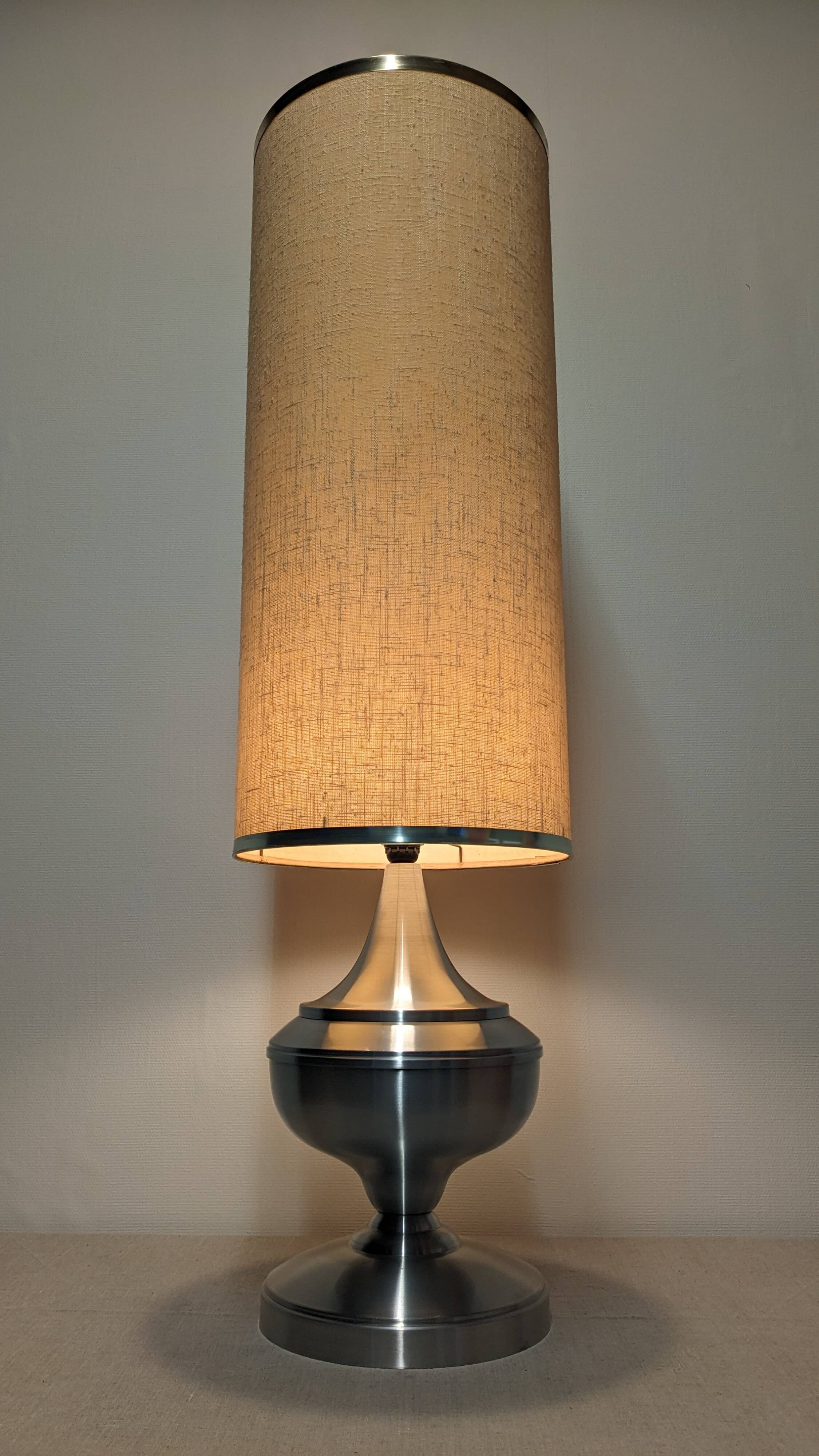 Space age XL living room lamp in brushed aluminium, France circa 1970.