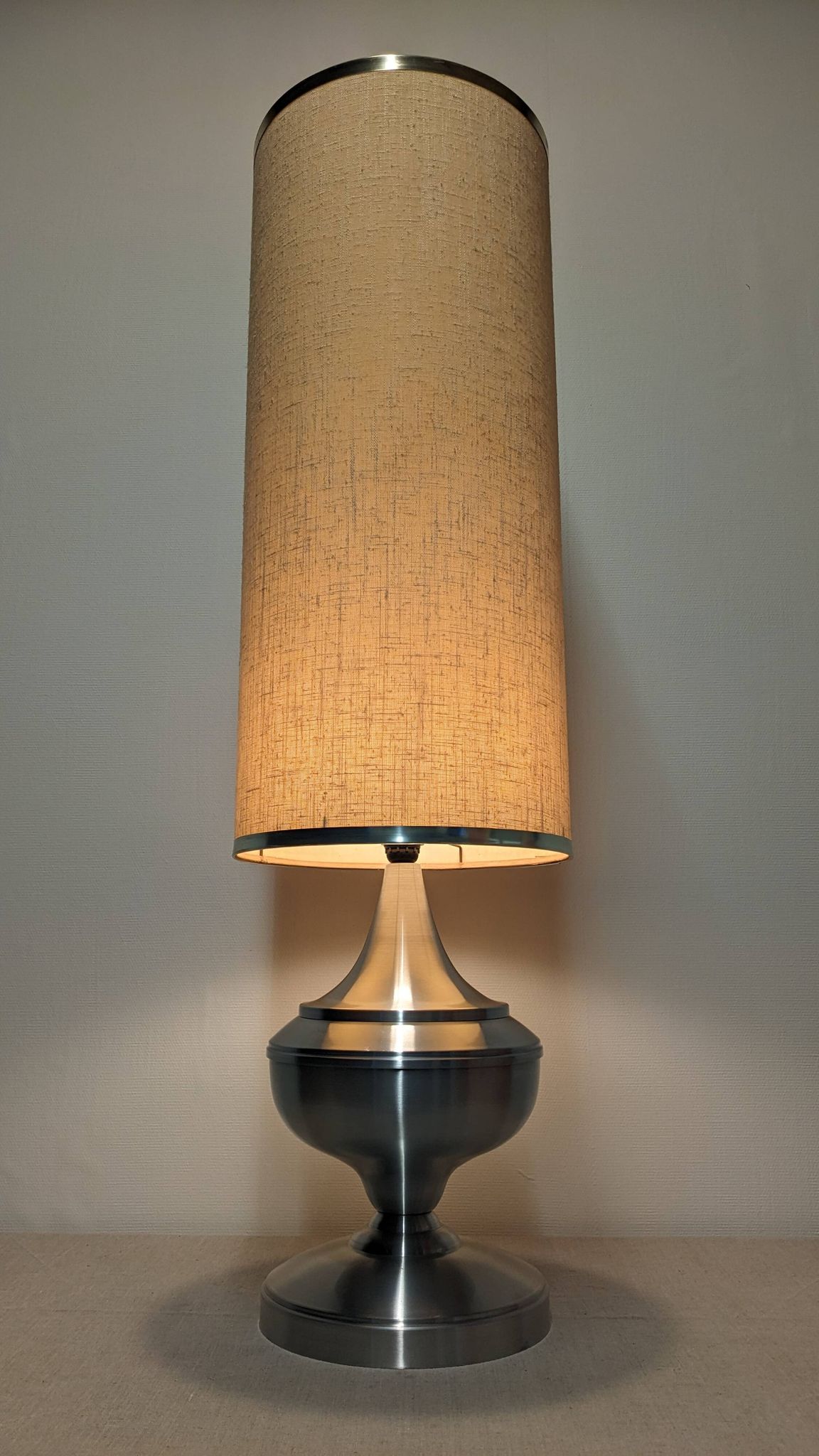 Space age XL living room lamp in brushed aluminium, France circa 1970.