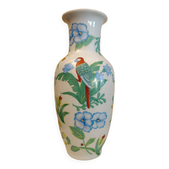 Floral vase with parrot