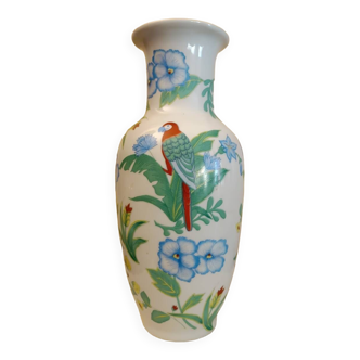 Vase floral avec perroquet