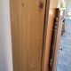 Corner glazed corner cabinet in old cherry wood 1900s