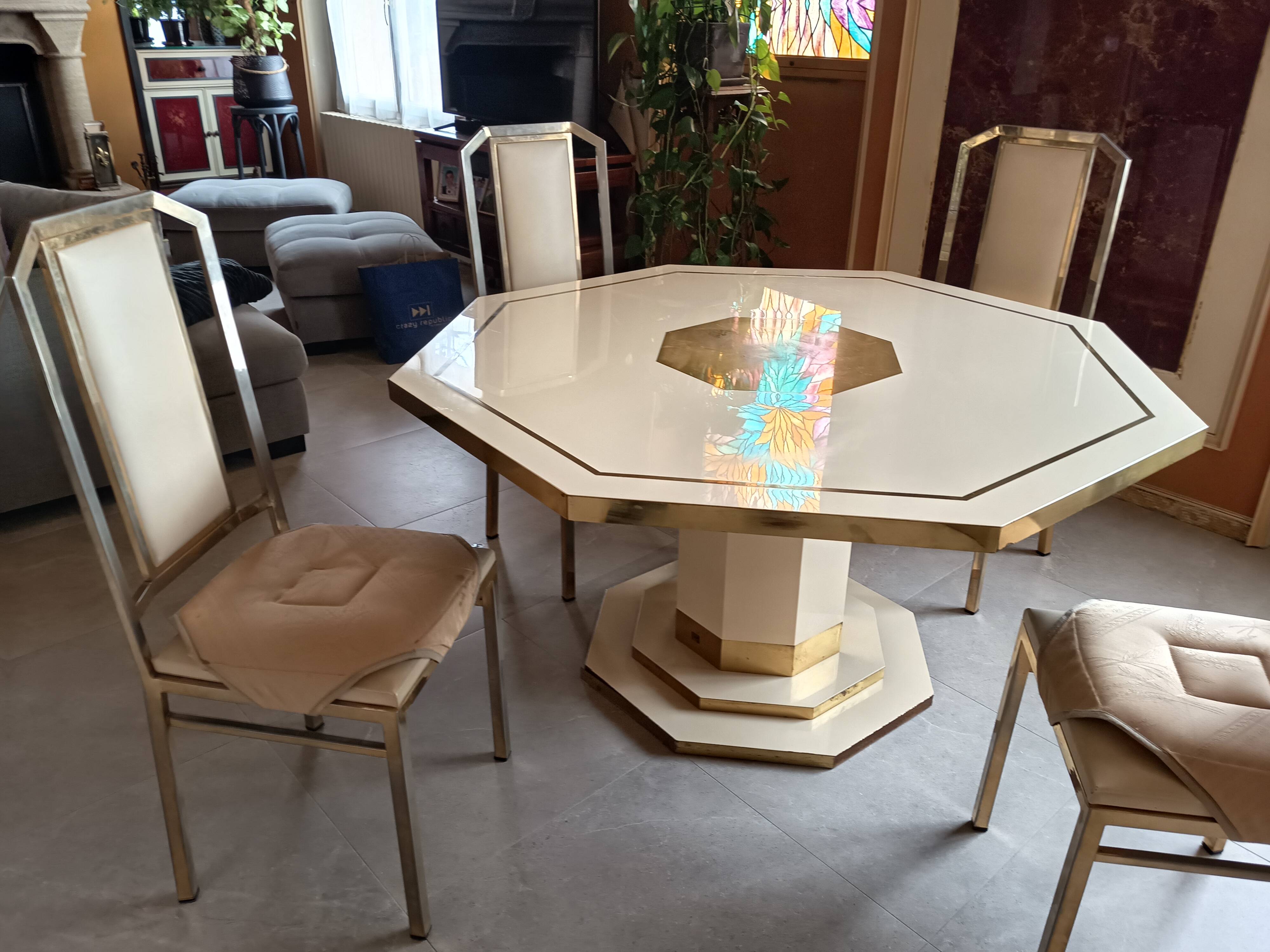 Octagonal table by Jean Claude Mahey