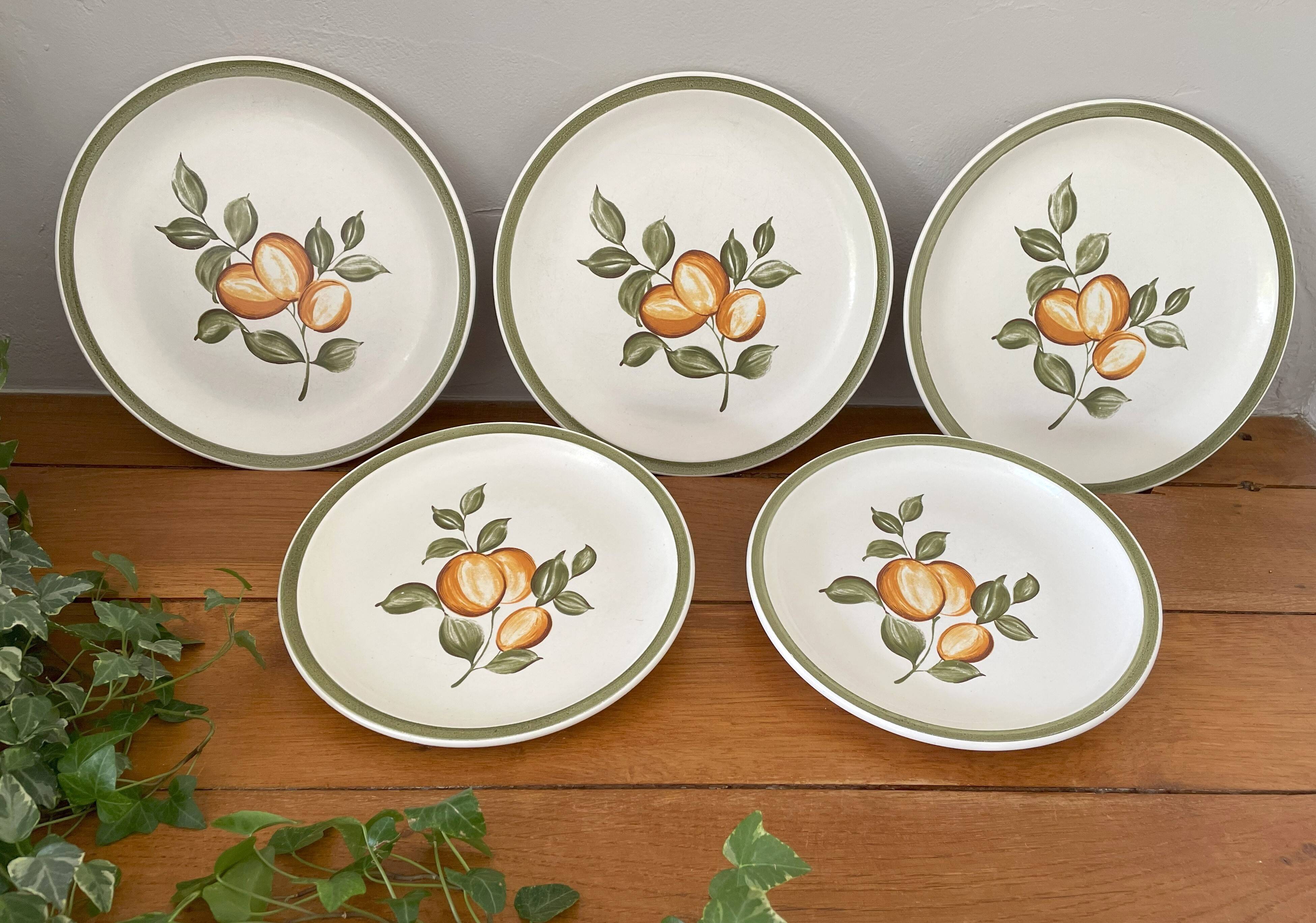 5 old Gien earthenware flat plates