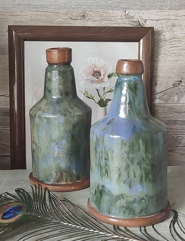 Duo bouteilles grès émaillé Dubois