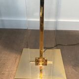 Lampadaire de parquet en verre et laiton