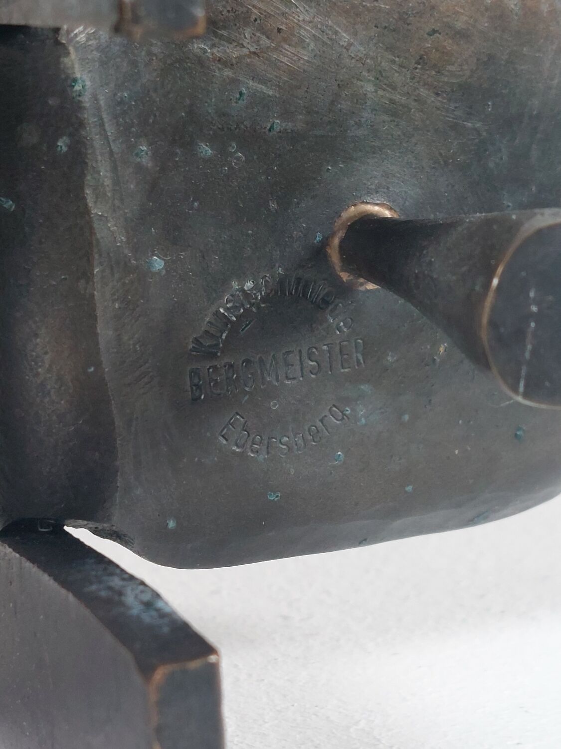 Vintage brutalist bronze candlestick by Wolfgang Bergmeister