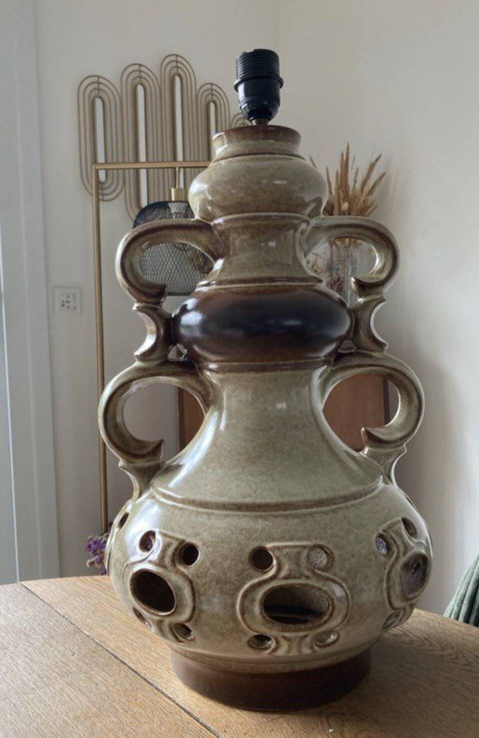 Pied de lampe vintage en céramique
