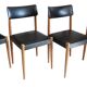 4 Chaises Scandinave Noires Années 50/60 Vintage