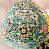 Printed fabric pear-shaped light fixture