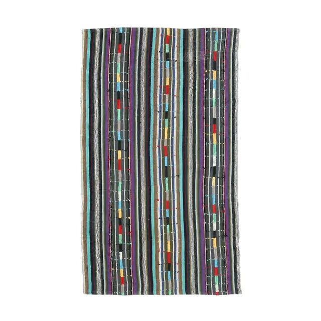 Vintage Turkish Oushak Handmade Wool Cotton White Kilim Area Rug 132x222