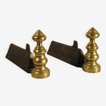 Pair of brass and cast iron chenets