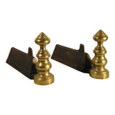 Pair of brass and cast iron chenets
