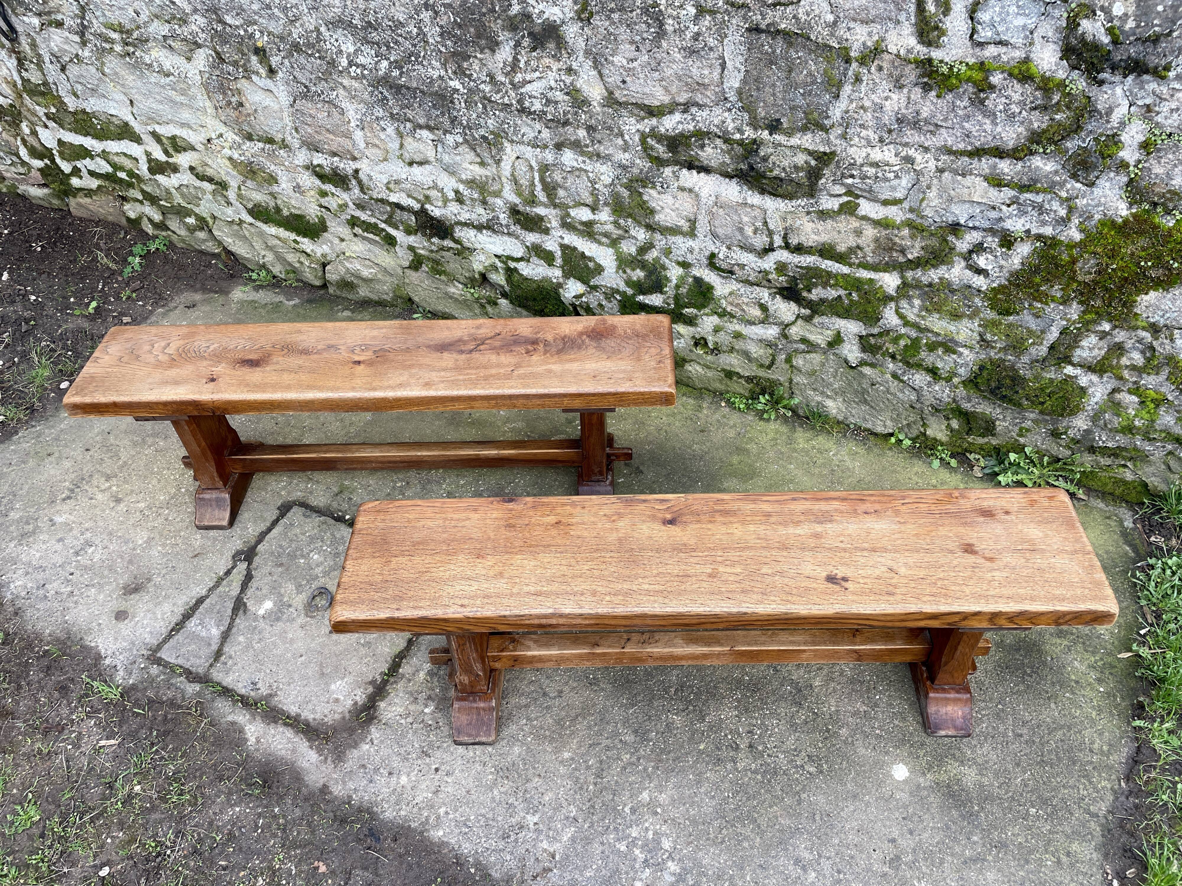 Pair of solid oak benches