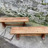Pair of solid oak benches