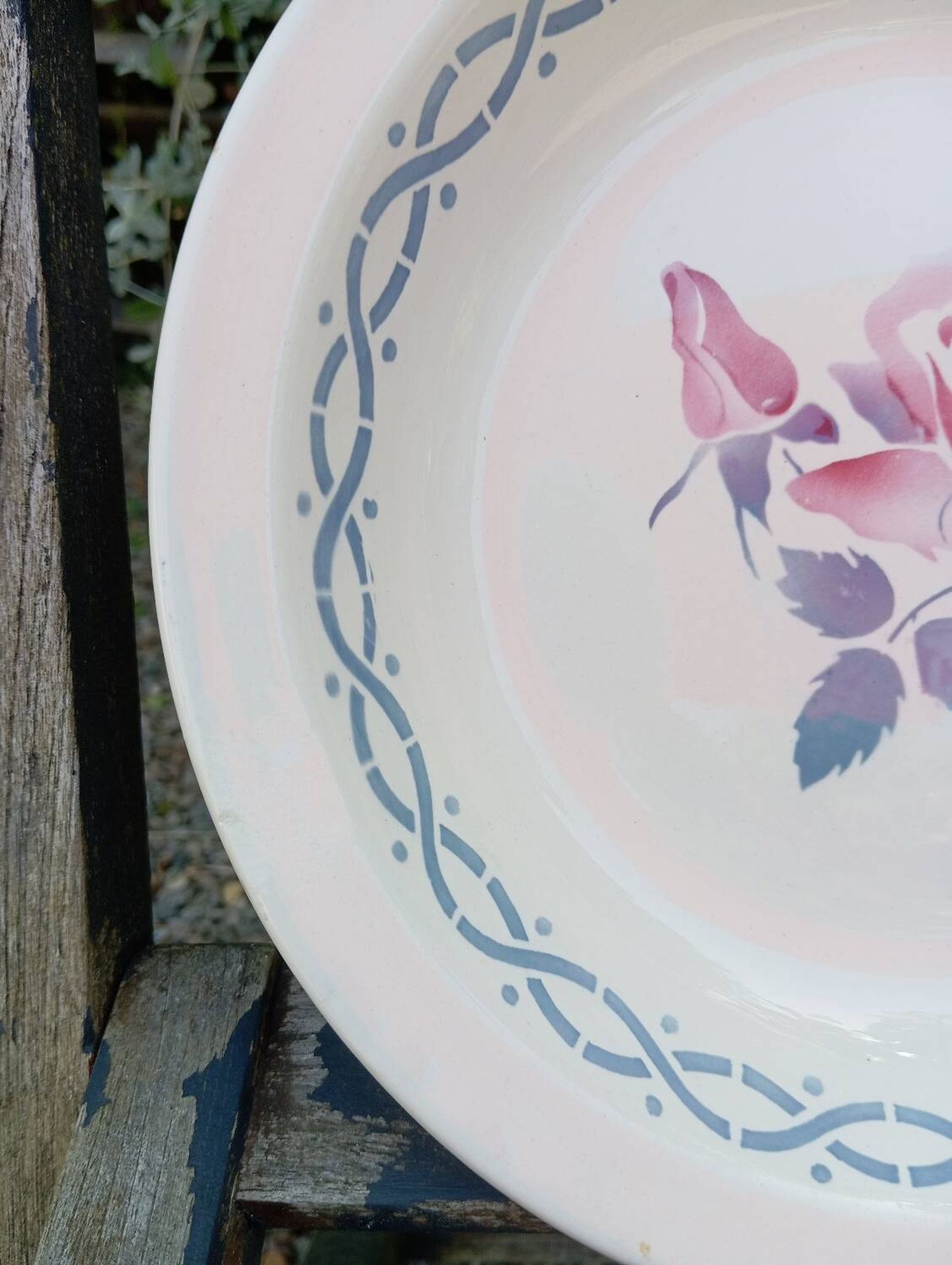 Round hollow dish or large plate, Janine model by Digoin, 1930/40