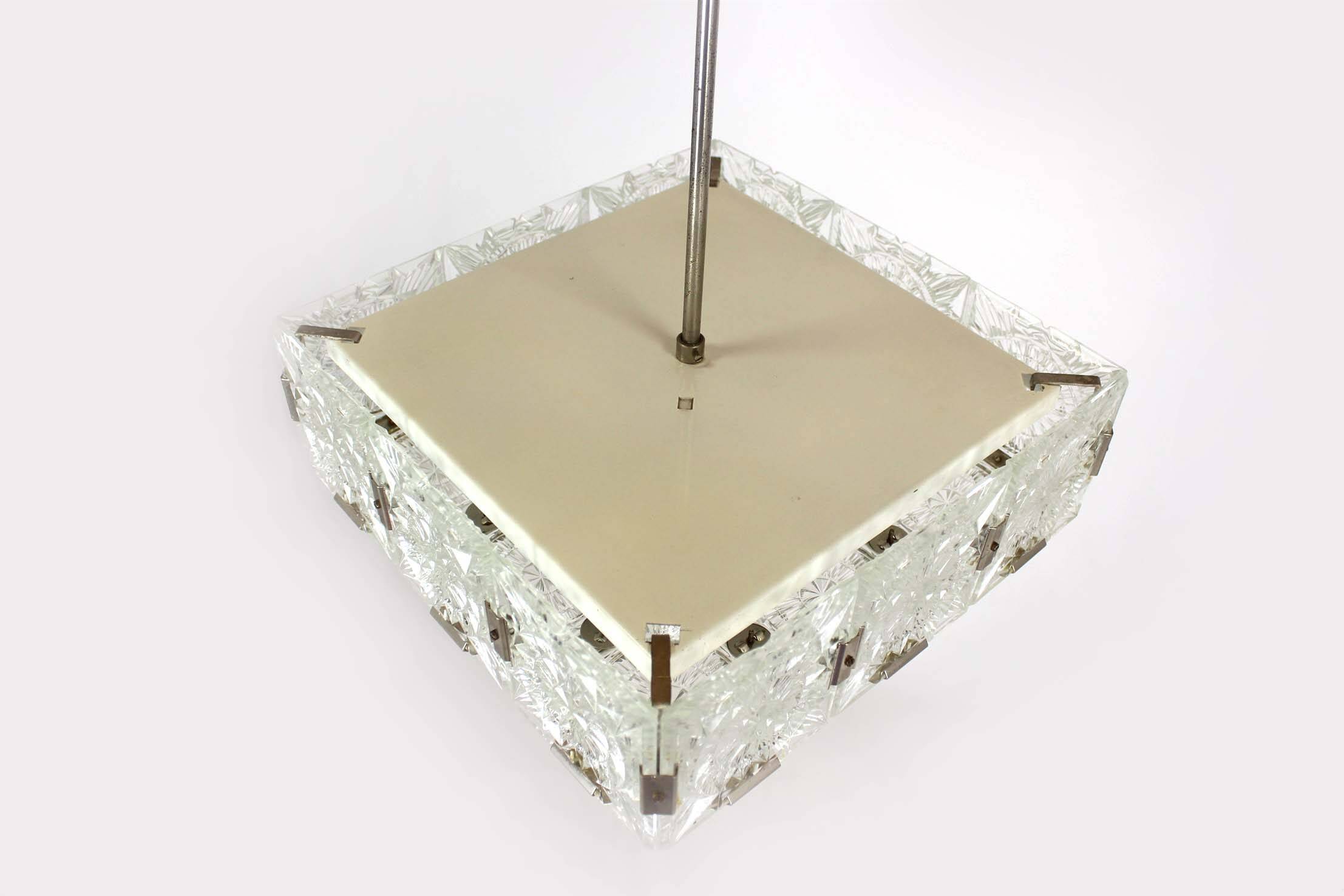 Vintage Sculptural Glass Pendant Lamp by Kamenický Šenov, 1970s