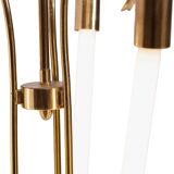 Lustre art déco en laiton avec néon fluorescent de Kaiser