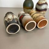 Set of Five Vintage Pottery Fat Lava Vases Made by Scheurich, Germany, 1970s