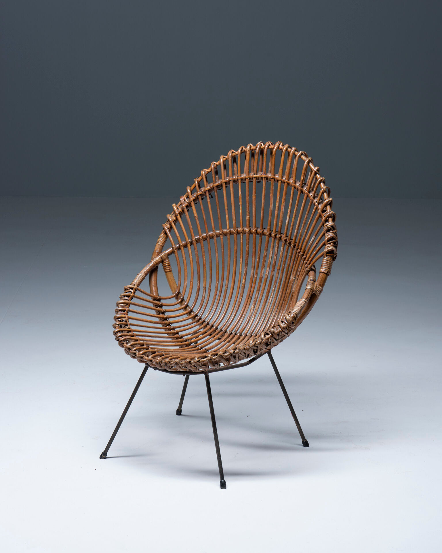 Mid-century chair in rattan, italy, 1950's