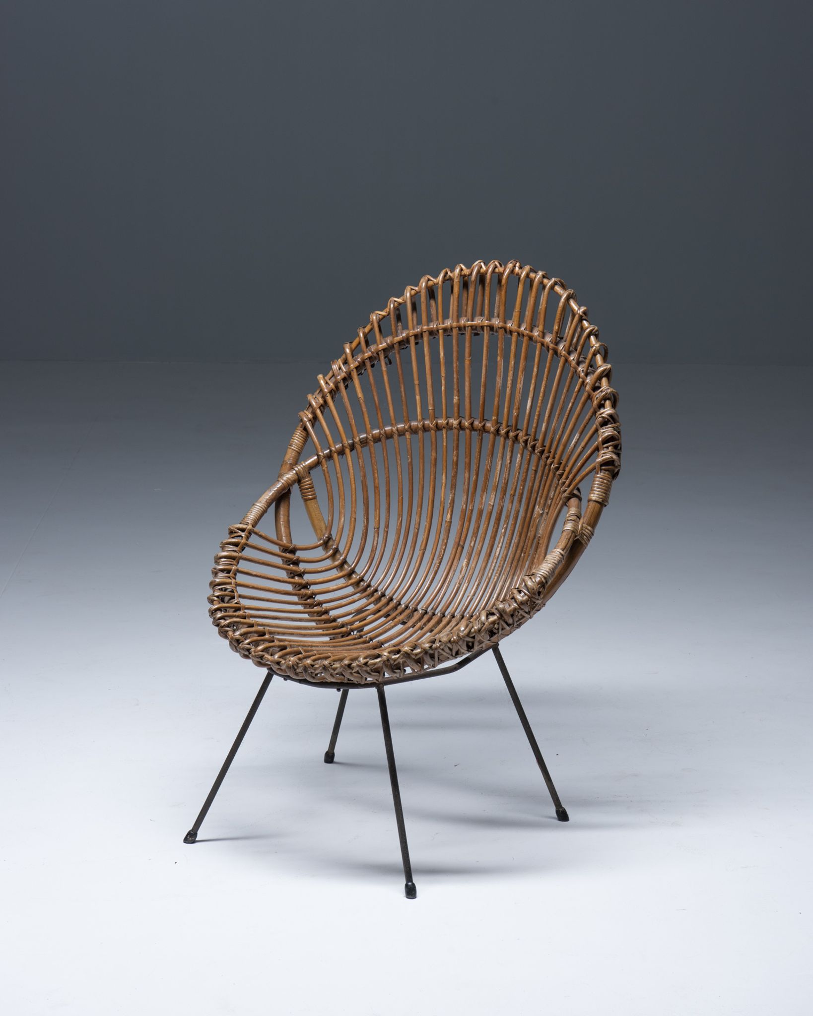 Mid-century chair in rattan, italy, 1950's
