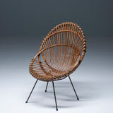 Mid-century chair in rattan, italy, 1950's