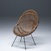 Mid-century chair in rattan, italy, 1950's
