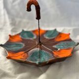 Vallauris orange & turquoise “umbrella” tray – 1970s