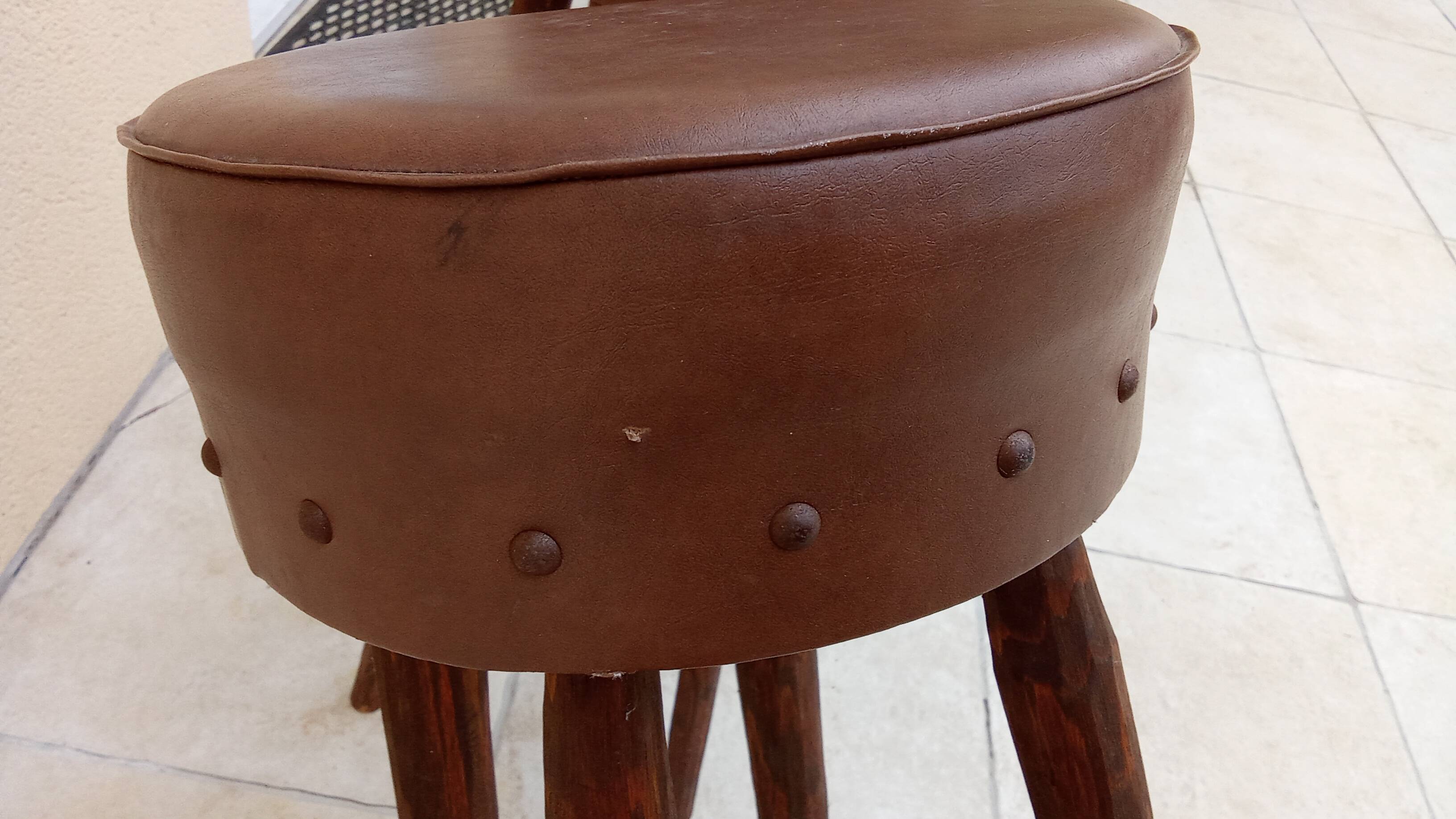 Paire de tabouret de bar haut vintage brutaliste