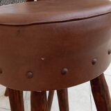 Pair of high vintage brutalist bar stools