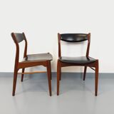 Pair of vintage Scandinavian teak and skai chairs from the 50s and 60s