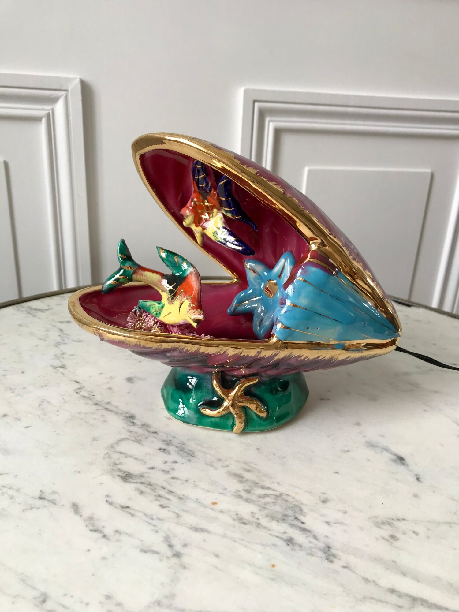 Ceramic table lamp vallauris model "moule" 70s