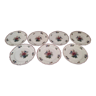Set of 7 dessert plates in Sarreguemines earthenware model Agreste