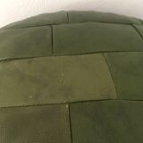 Vintage leather pouf patchwork 70s