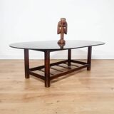 Scandinavian oval smoked glass coffee table