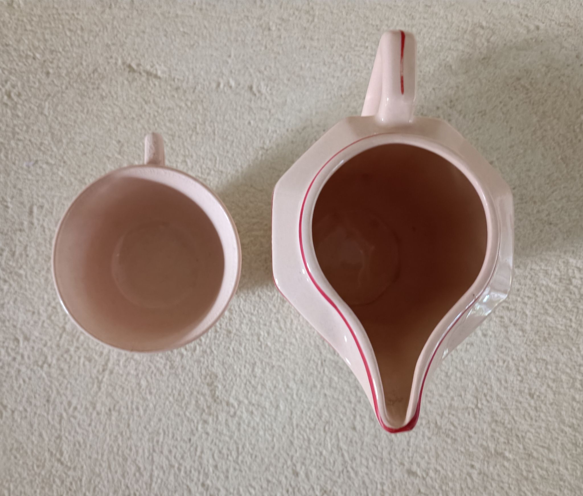 Art Deco ironstone milk jug and cup