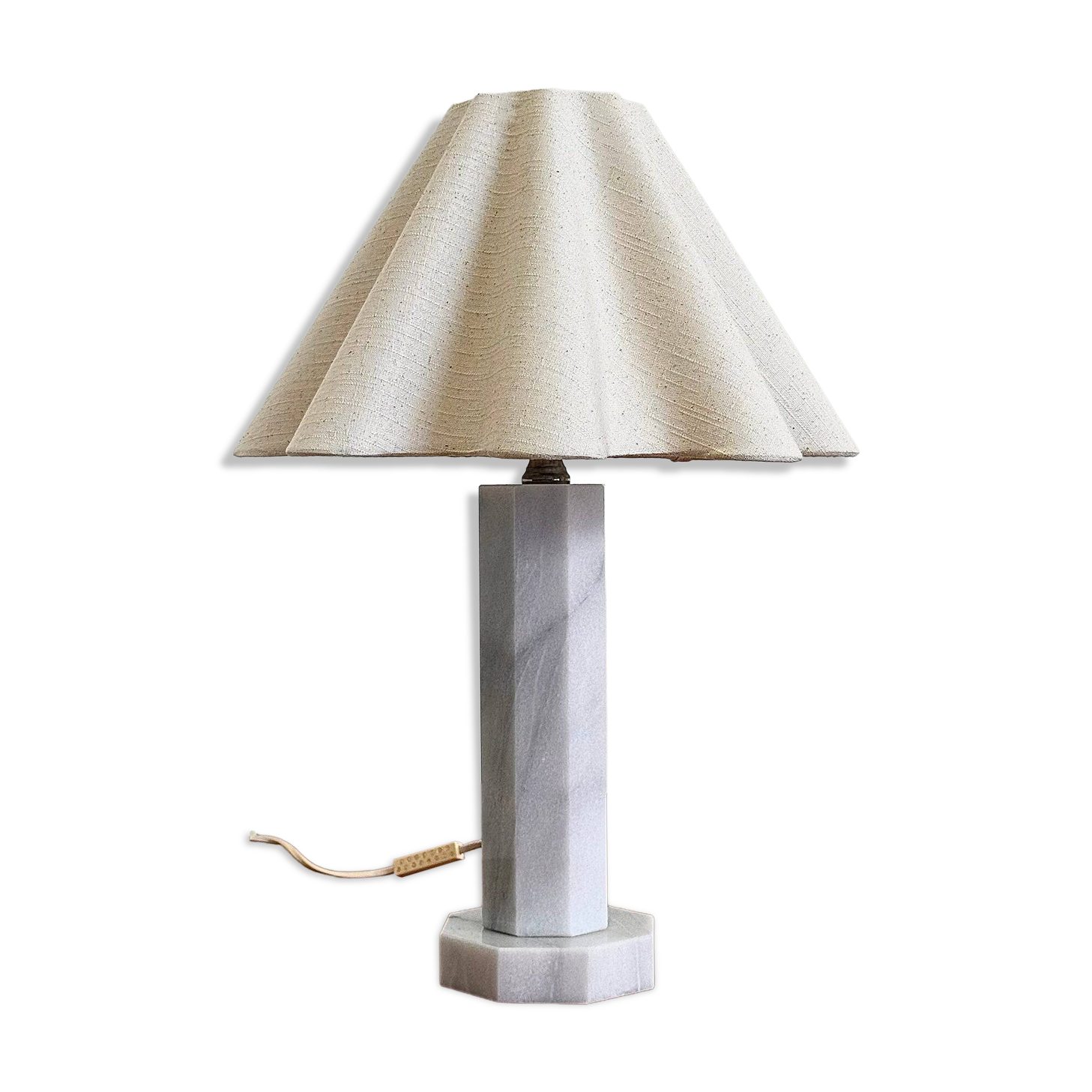 Vintage marble table lamp with linen shade