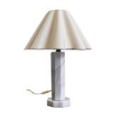 Lampe de table en marbre vintage avec abat-jour en lin