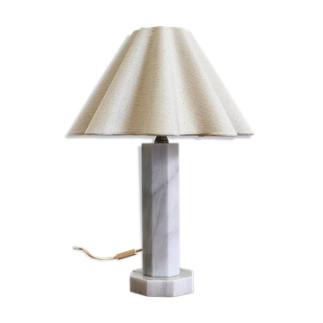 Vintage marble table lamp with linen shade