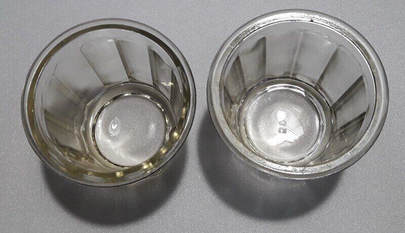 2 antique glass jam jars 500g