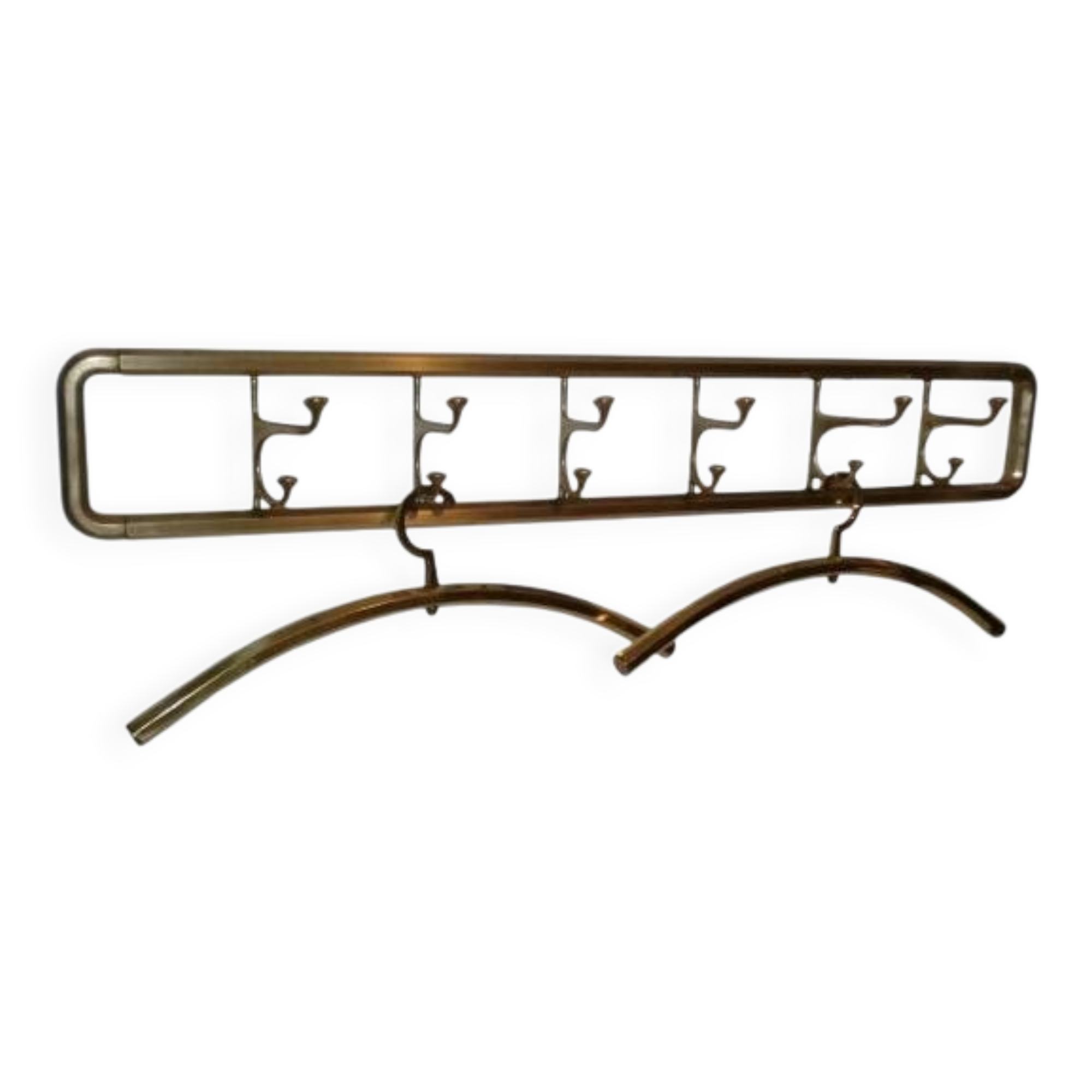 Art-Deco brass Coat Rack  &  2 Hangers, France, 1940s